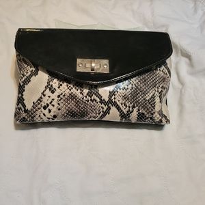 Patent snake print purse